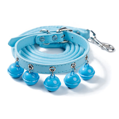 New Cute Solid Color Bell Collar Cat Accessories Teddy Pet Bell Collar Traction Rope