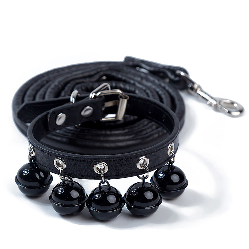 New Cute Solid Color Bell Collar Cat Accessories Teddy Pet Bell Collar Traction Rope